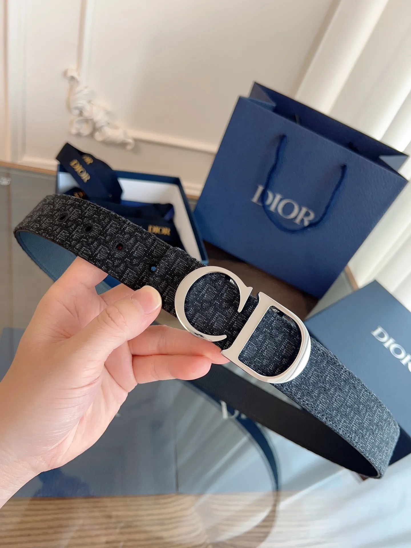 💰480💰Full package💰 💍Purchasing agent level "DIOR" Dior/enhanced version🇫🇷French original leather, Oblique small blue cloth/black cowhide. There is no doubt about the quality. There is no better, only the best. Size 3.5 cm