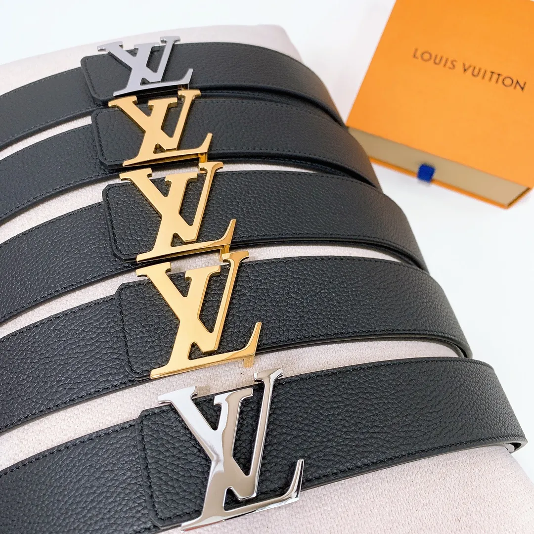 💰480💰Full package💰 💍Purchase level Lv imported pebbled cowhide classic men's belt, high-quality stainless steel letter head dual-use hanging buckle belt 4.0cm