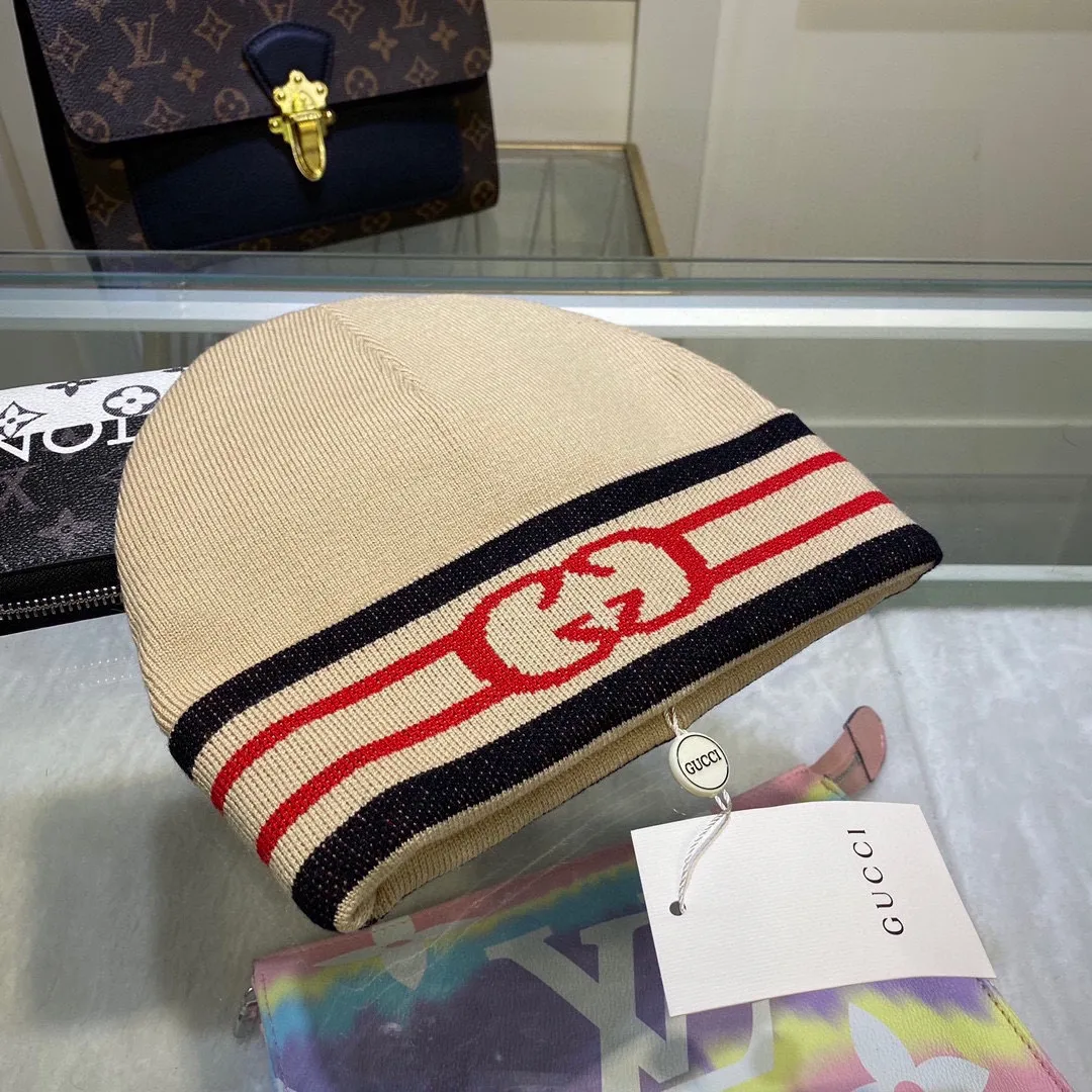P50 with dust bag GUCCI Gucci original single hat official website new hairband decorative knitted hat, love][love] wool cashmere double-layer hat😱😘warm and fashionable, simple and elegant, more fashionable and high-end!
