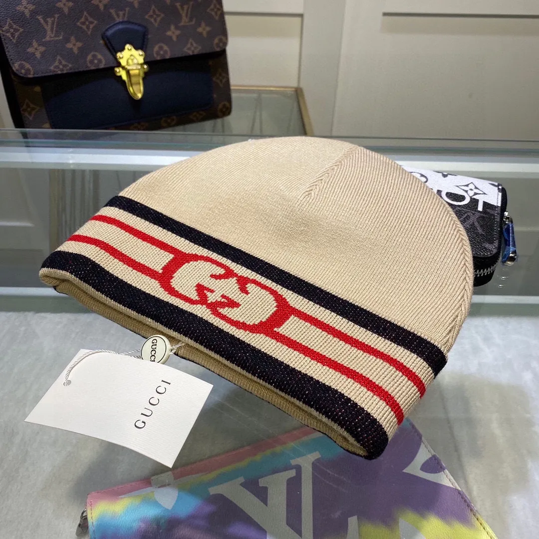 P50 with dust bag GUCCI Gucci original single hat official website new hairband decorative knitted hat, love][love] wool cashmere double-layer hat😱😘warm and fashionable, simple and elegant, more fashionable and high-end!