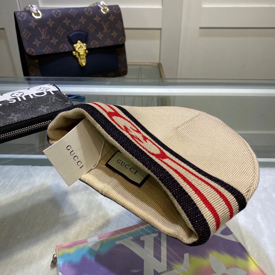 P50 with dust bag GUCCI Gucci original single hat official website new hairband decorative knitted hat, love][love] wool cashmere double-layer hat😱😘warm and fashionable, simple and elegant, more fashionable and high-end!