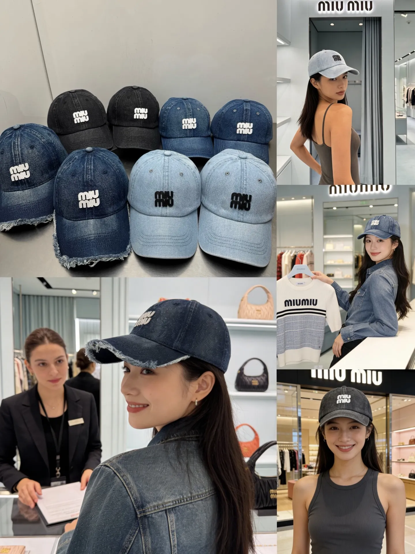 miumiu denim spring and summer baseball cap