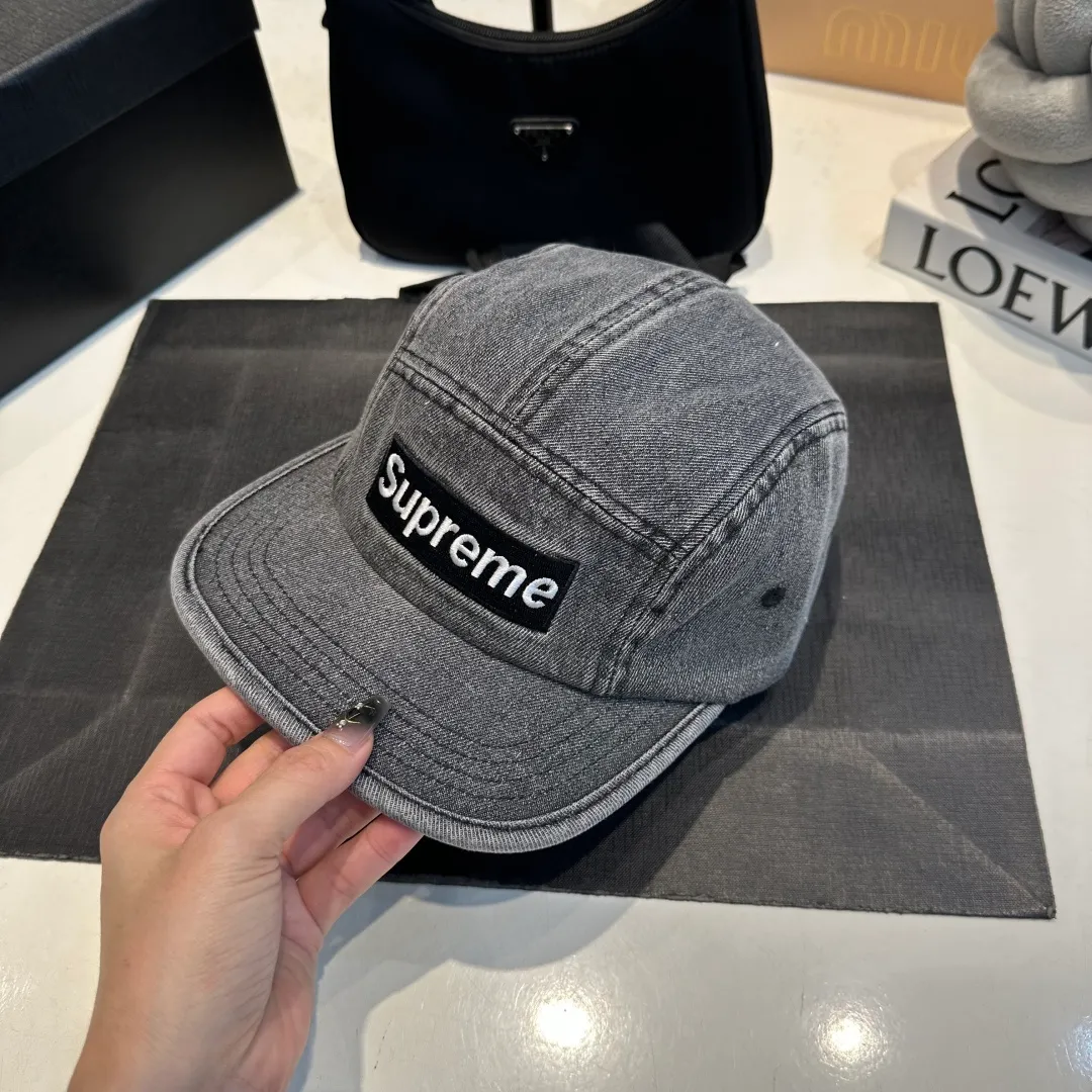 p50 SUPreme American washed denim baseball cap for men and women, street fashion brand, large head circumference, heavy industry duck cap